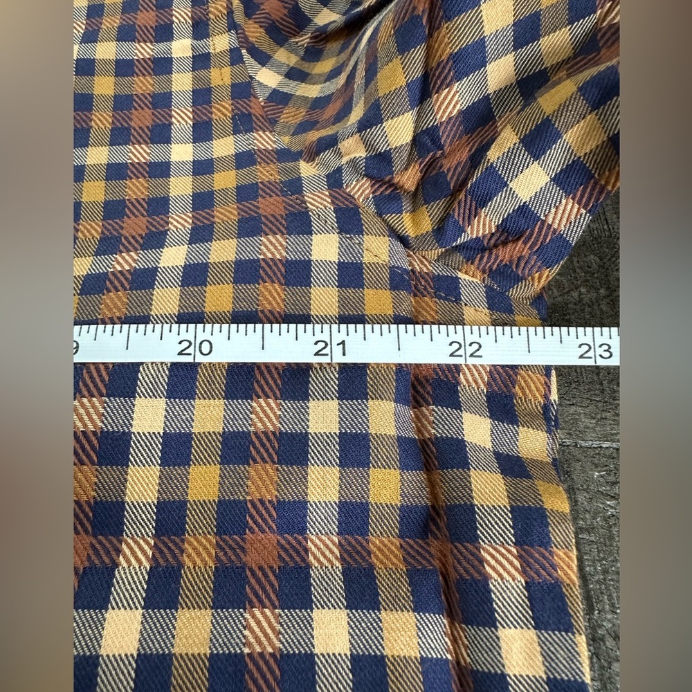 Luchiano Visconti Global Mint Men’s Large Gold & Navy Plaid Cotton Shirt NWT - Picture 13 of 13